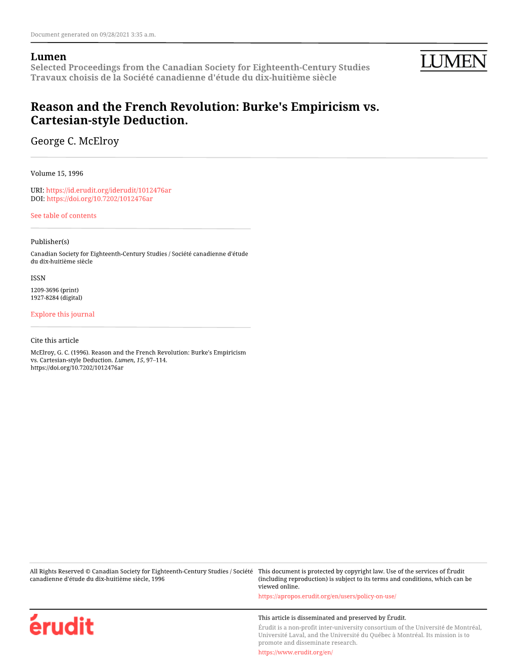 Reason and the French Revolution: Burke's Empiricism Vs