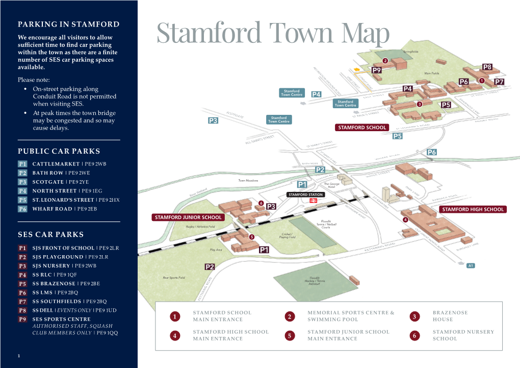 Stamford Town Mapnorthﬁelds Within the Town As There Are a Finite Springﬁelds Number of SES Car Parking Spaces 2 Available