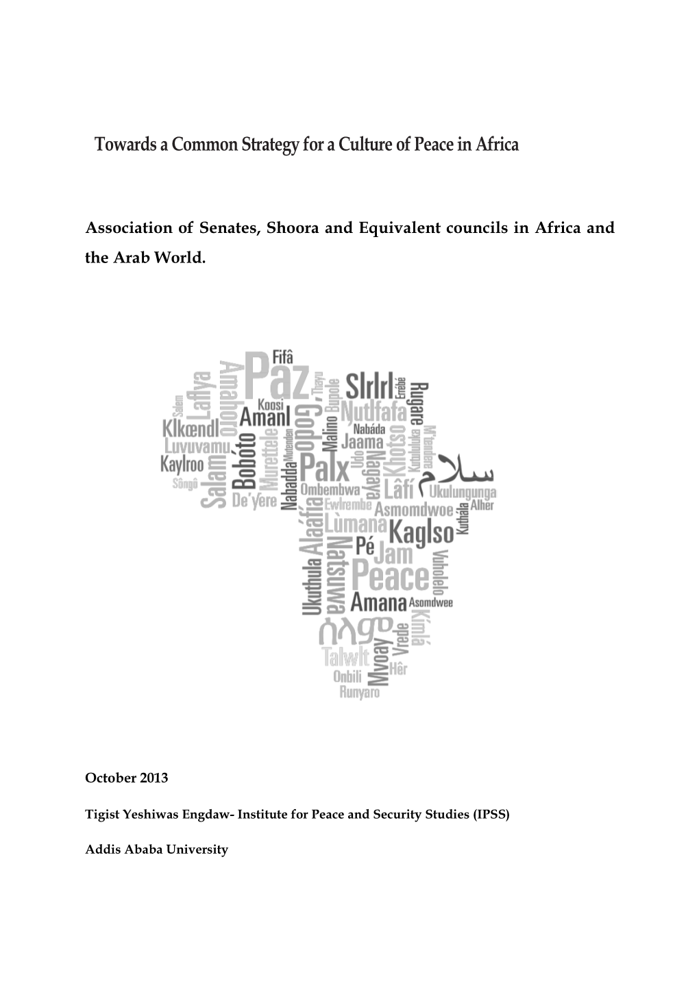 Towards a Common Strategy for a Culture of Peace in Africa