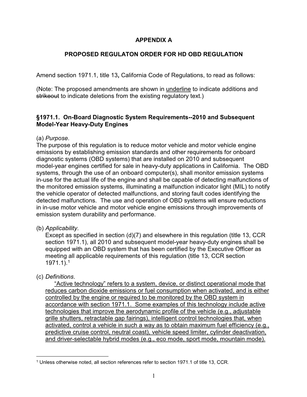 1 Appendix a Proposed Regulaton Order for Hd