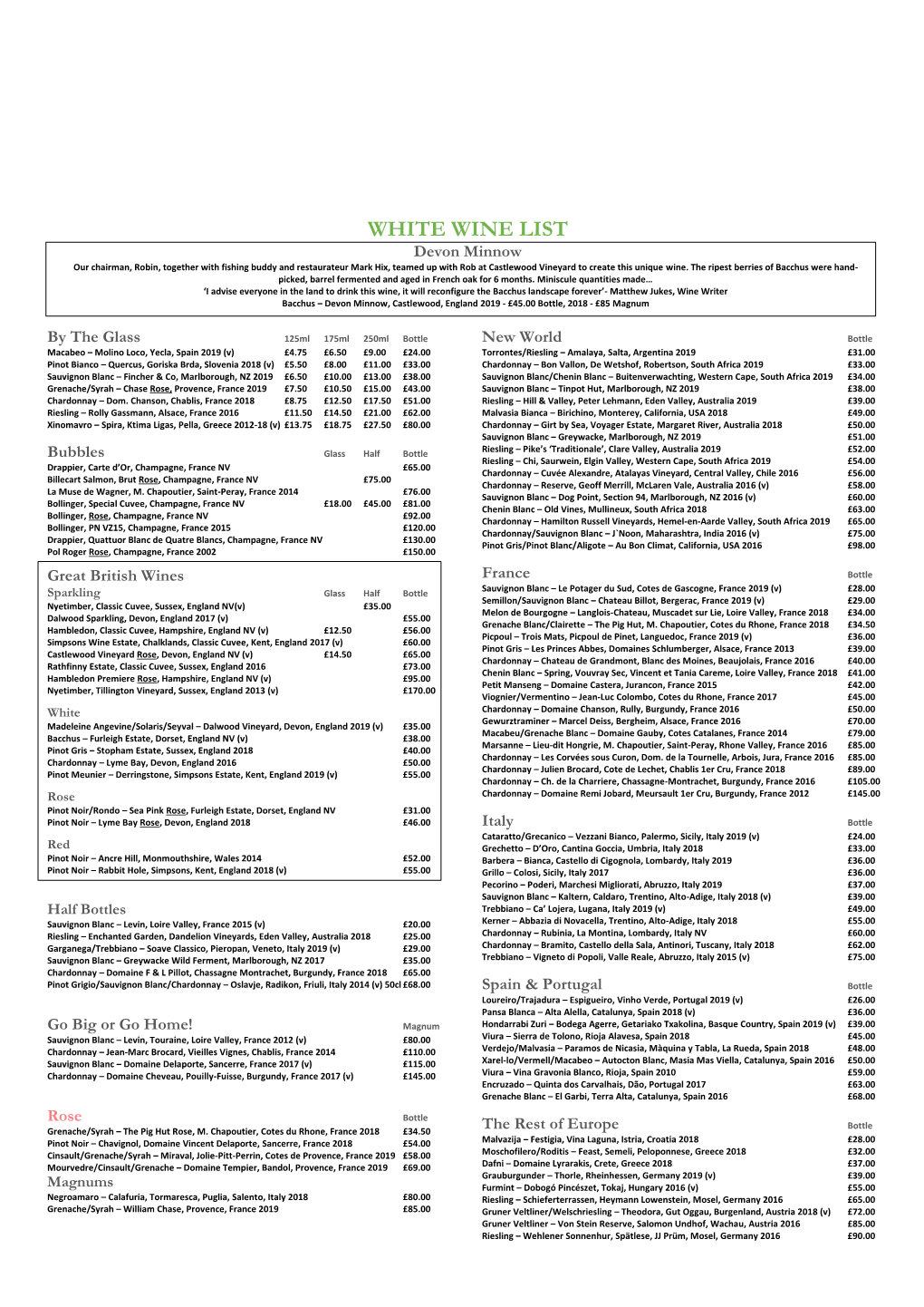 White Wine List