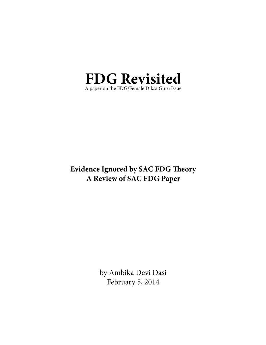 FDG Revisited