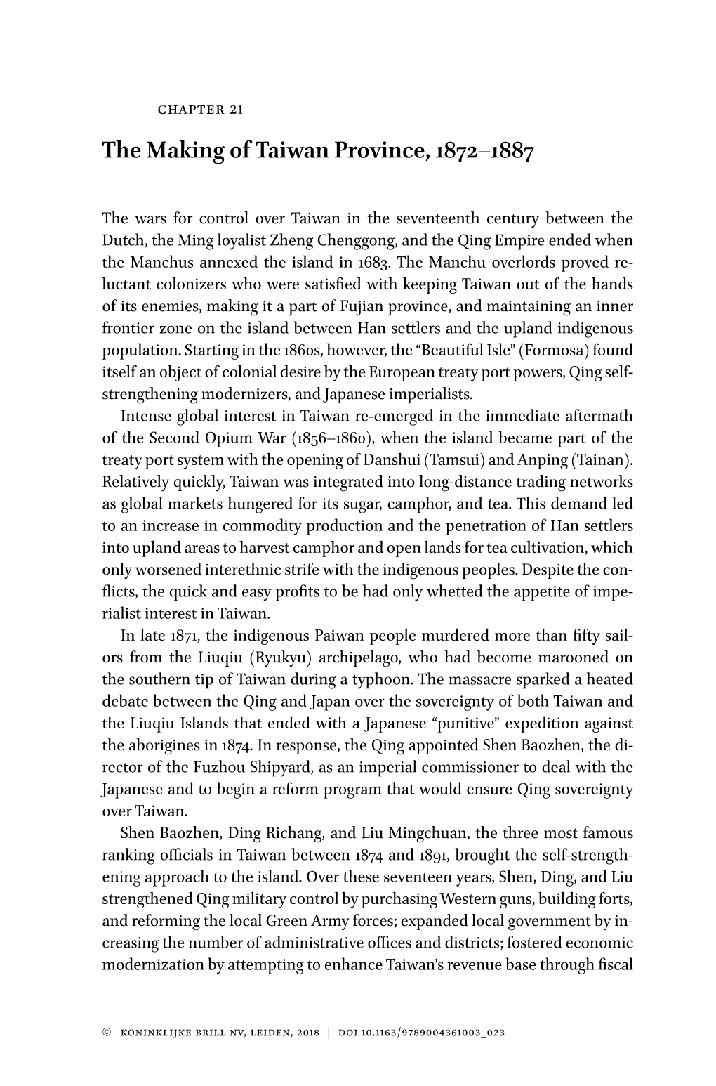 The Making of Taiwan Province, 1872–1887