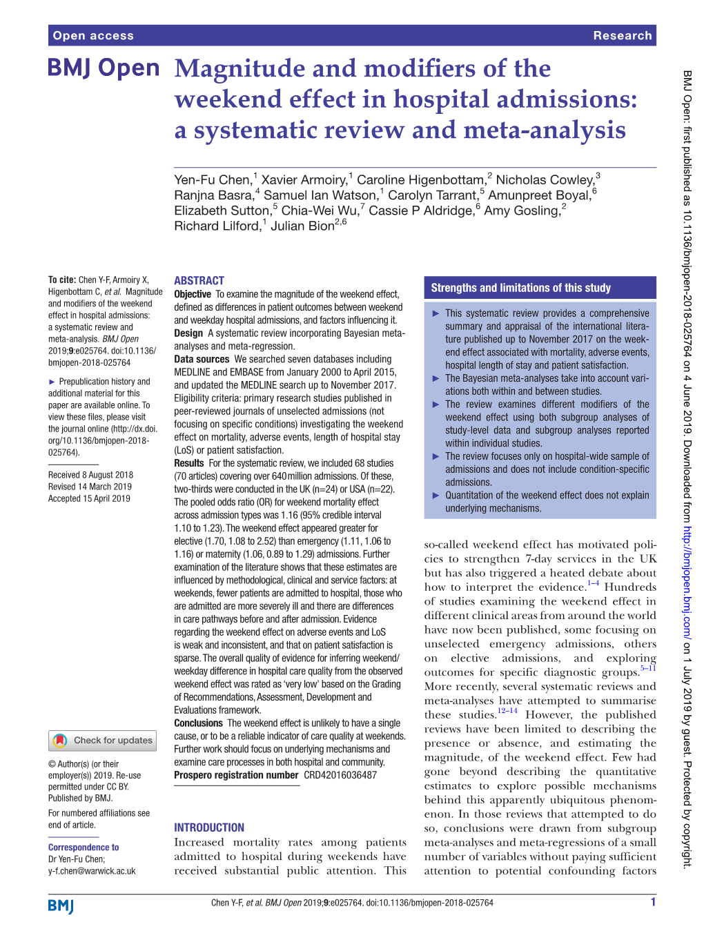 Magnitude and Modifiers of the Weekend Effect in Hospital Admissions