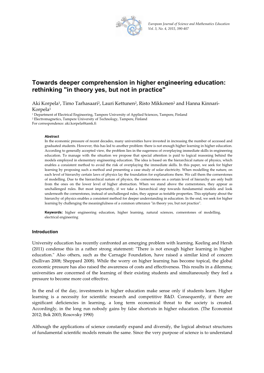 Towards Deeper Comprehension in Higher Engineering Education: Rethinking "In Theory Yes, but Not in Practice"