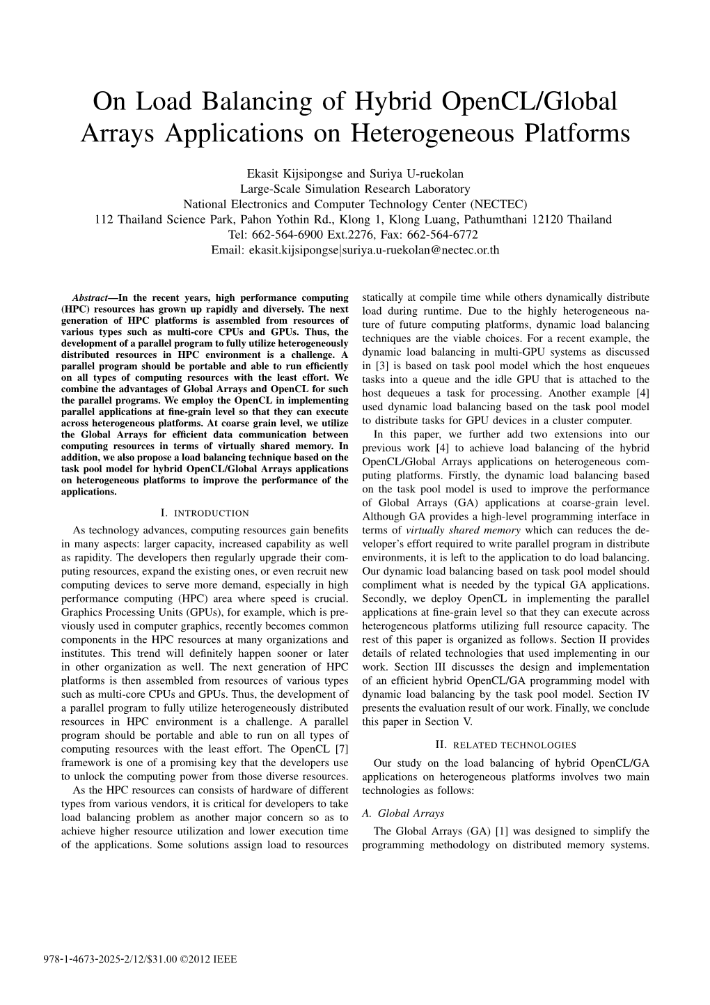 On Load Balancing of Hybrid Opencl/Global Arrays Applications on Heterogeneous Platforms