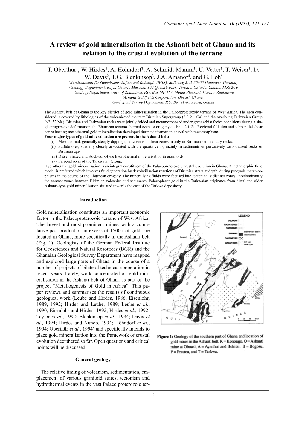 A Review of Gold Mineralisation in the Ashanti Belt of Ghana and Its Relation to the Crustal Evolution of the Terrane