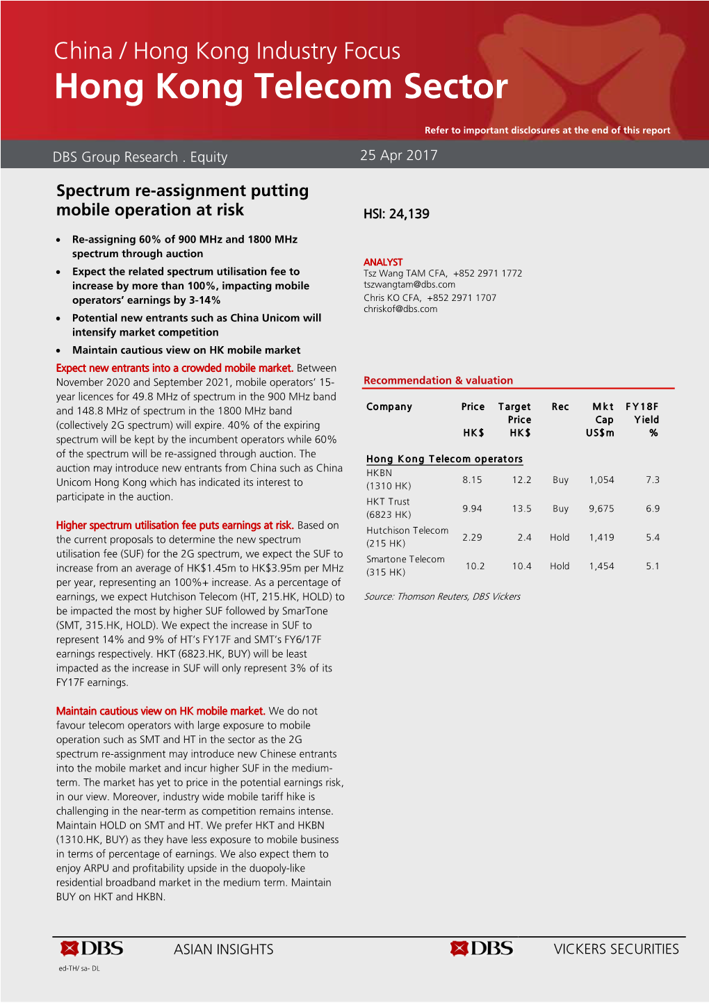 Hong Kong Telecom Sector