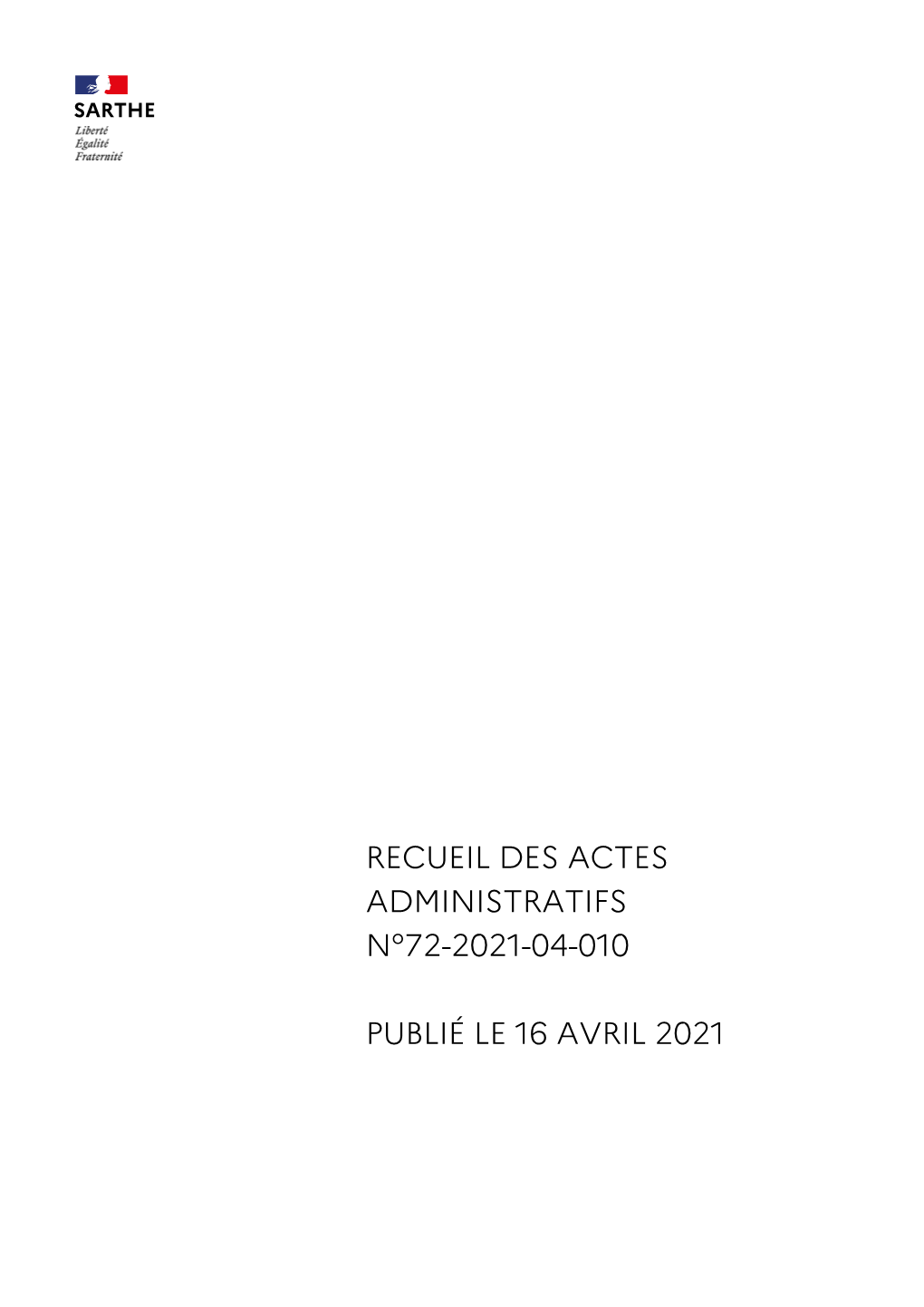 Recueil Des Actes Administratifs N°72-2021-04-010
