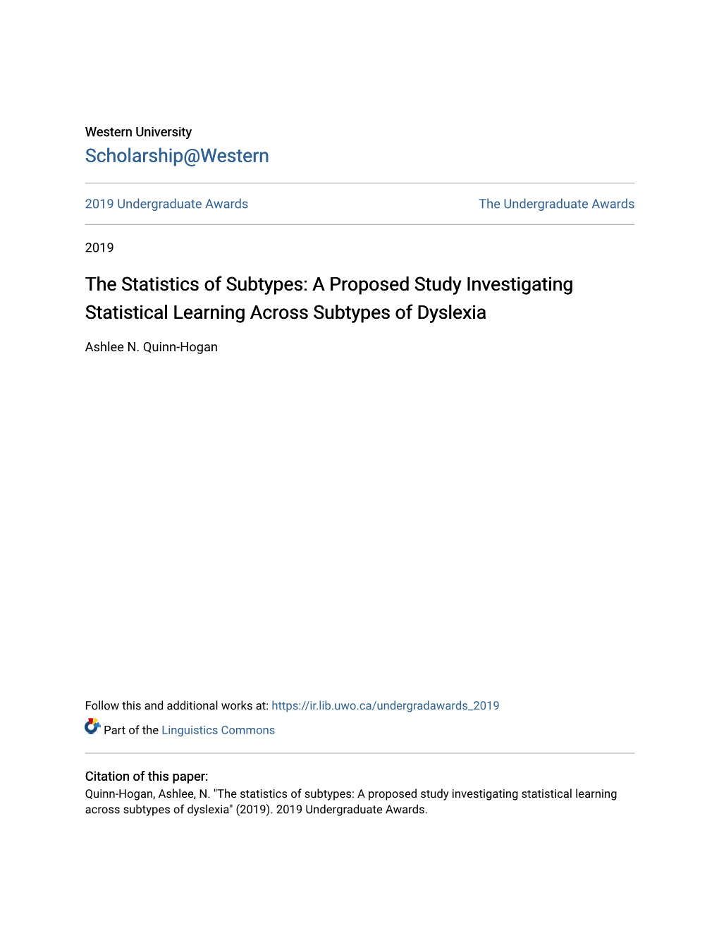 A Proposed Study Investigating Statistical Learning Across Subtypes of Dyslexia