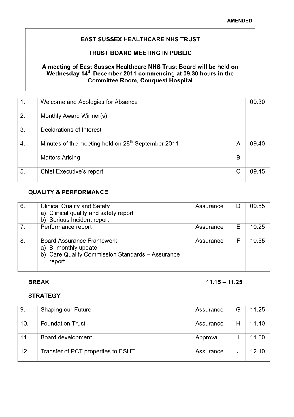 East Sussex Healthcare Nhs Trust