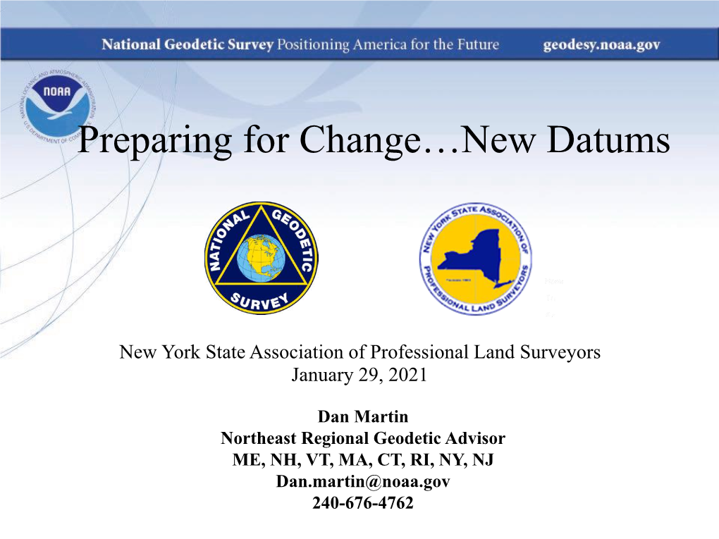 Preparing for Change…New Datums