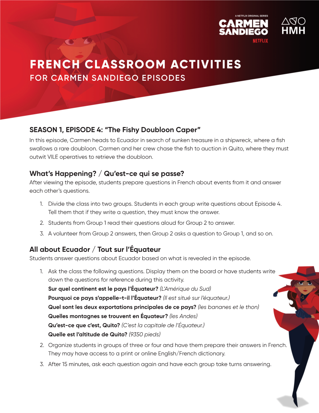 French Classroom Activities for Carmen Sandiego Episodes