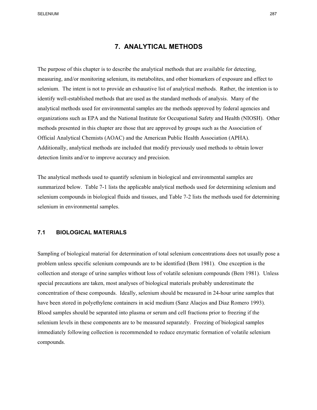 7. Analytical Methods