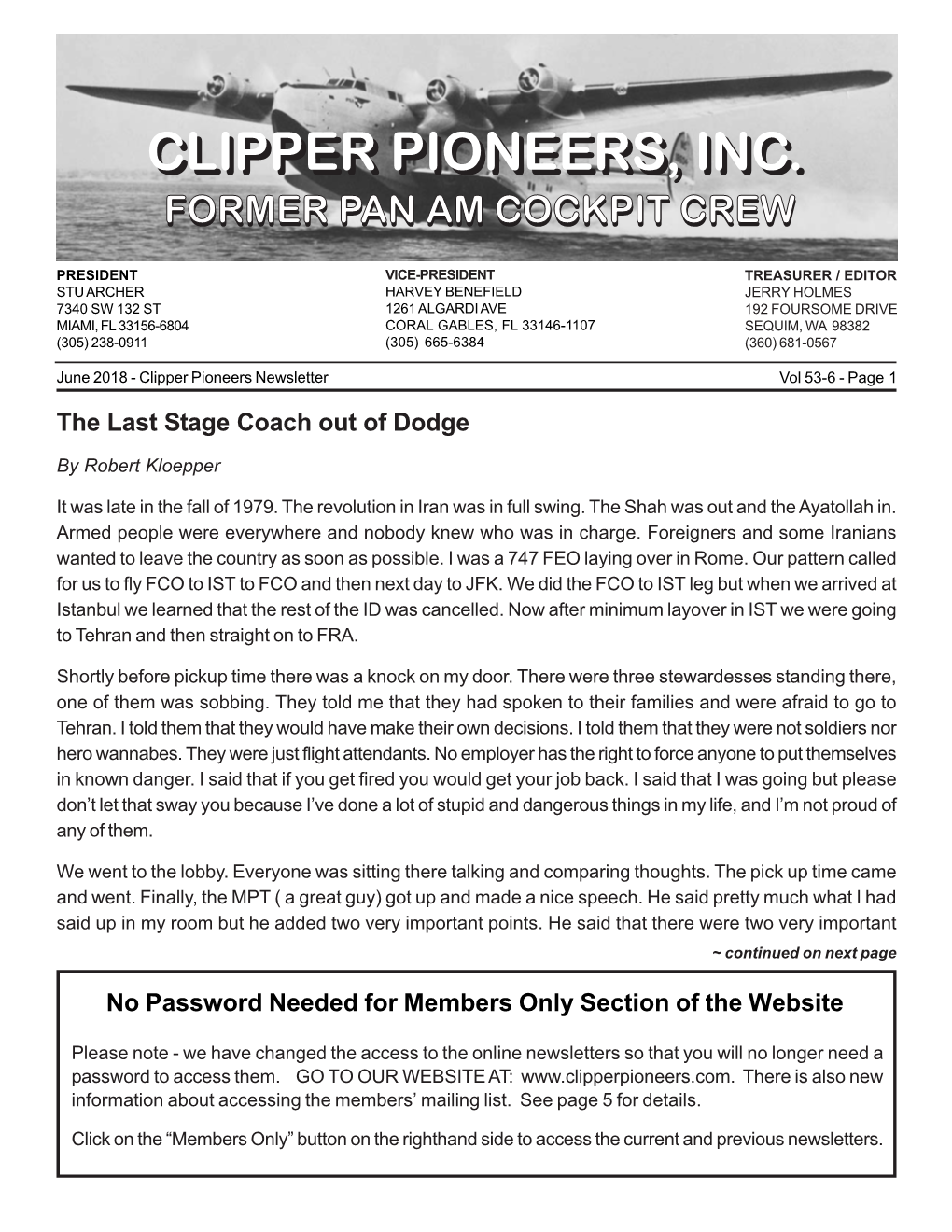 Clipper Pioneers News, June 2018