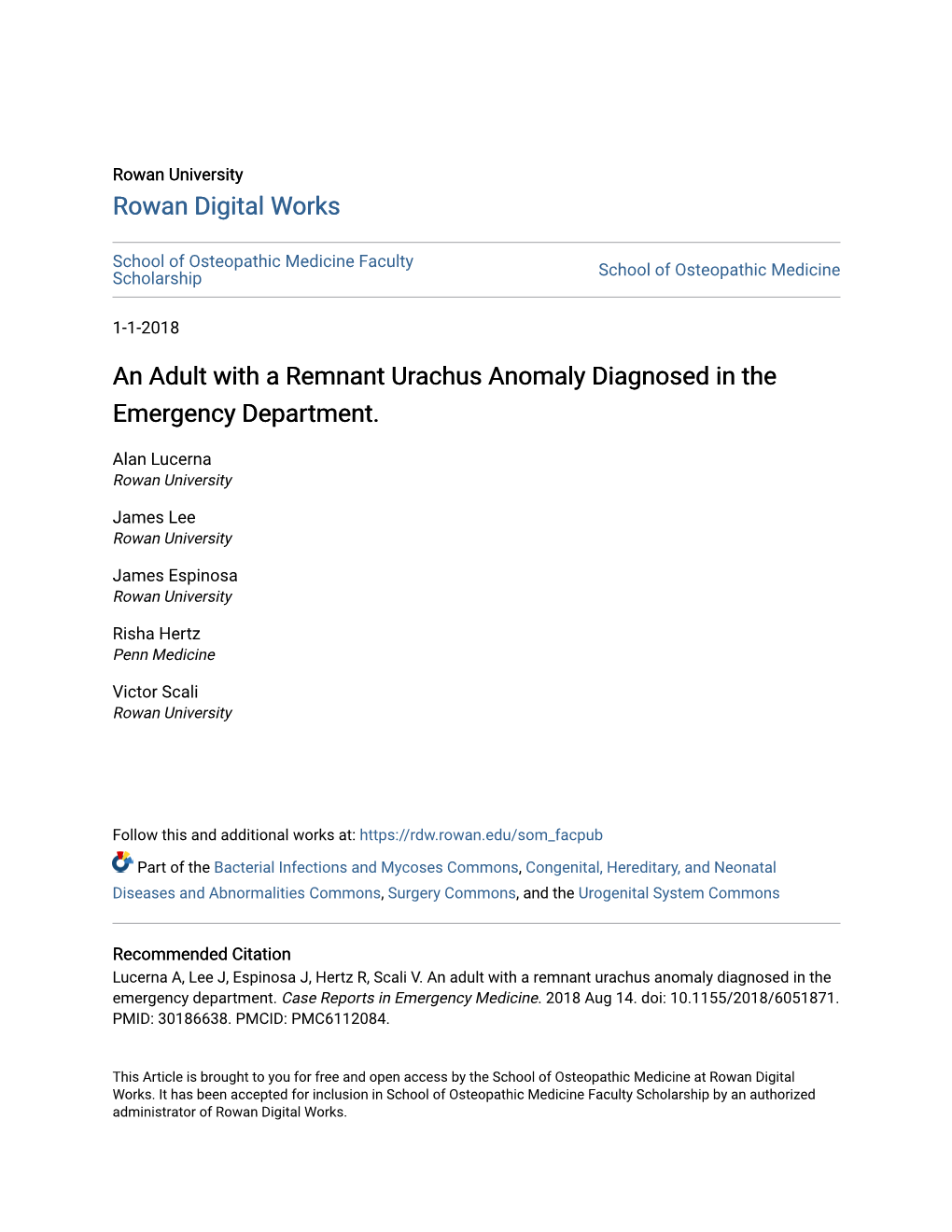 An Adult with a Remnant Urachus Anomaly Diagnosed in the Emergency Department