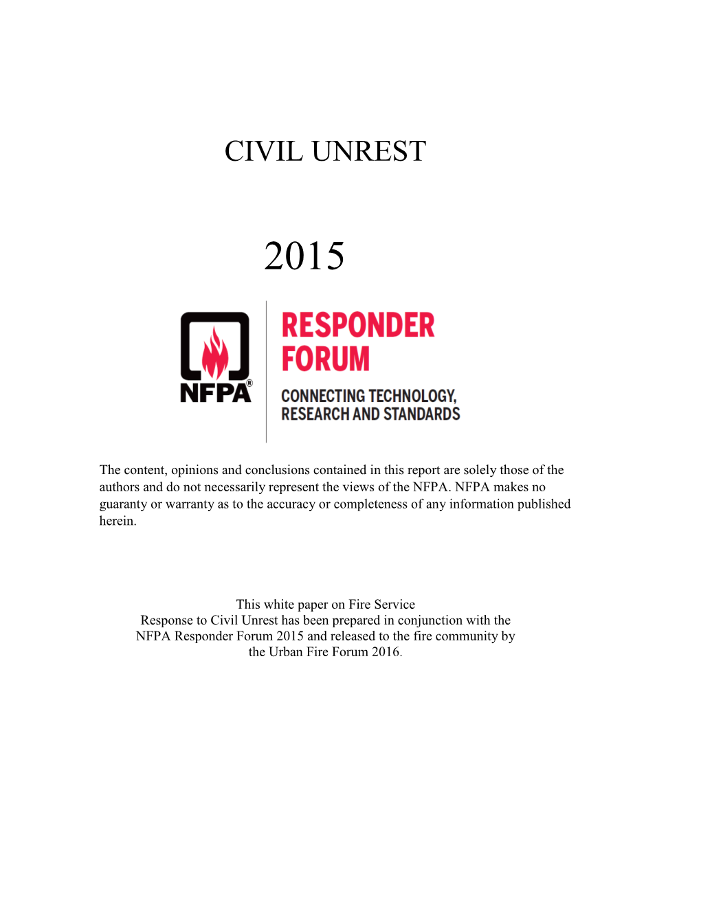 NFPA Responder Forum Civil Unrest