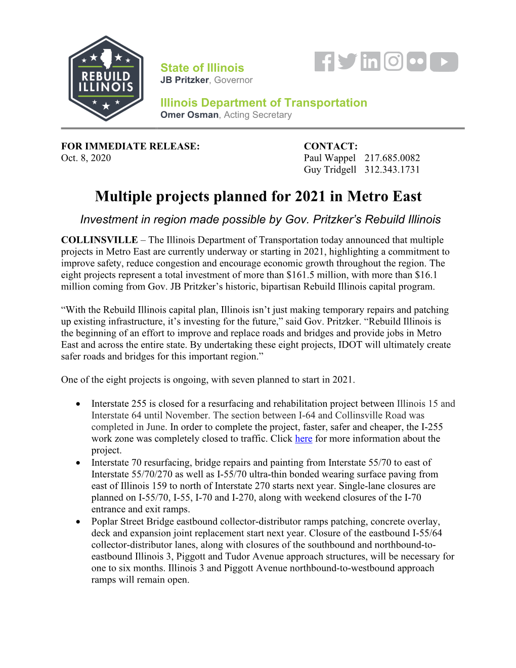 Multiple Projects Planned for 2021 in Metro East