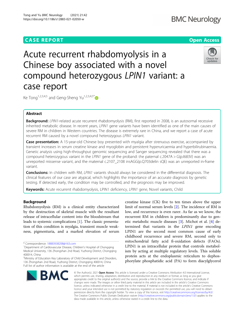 Acute Recurrent Rhabdomyolysis in a Chinese Boy