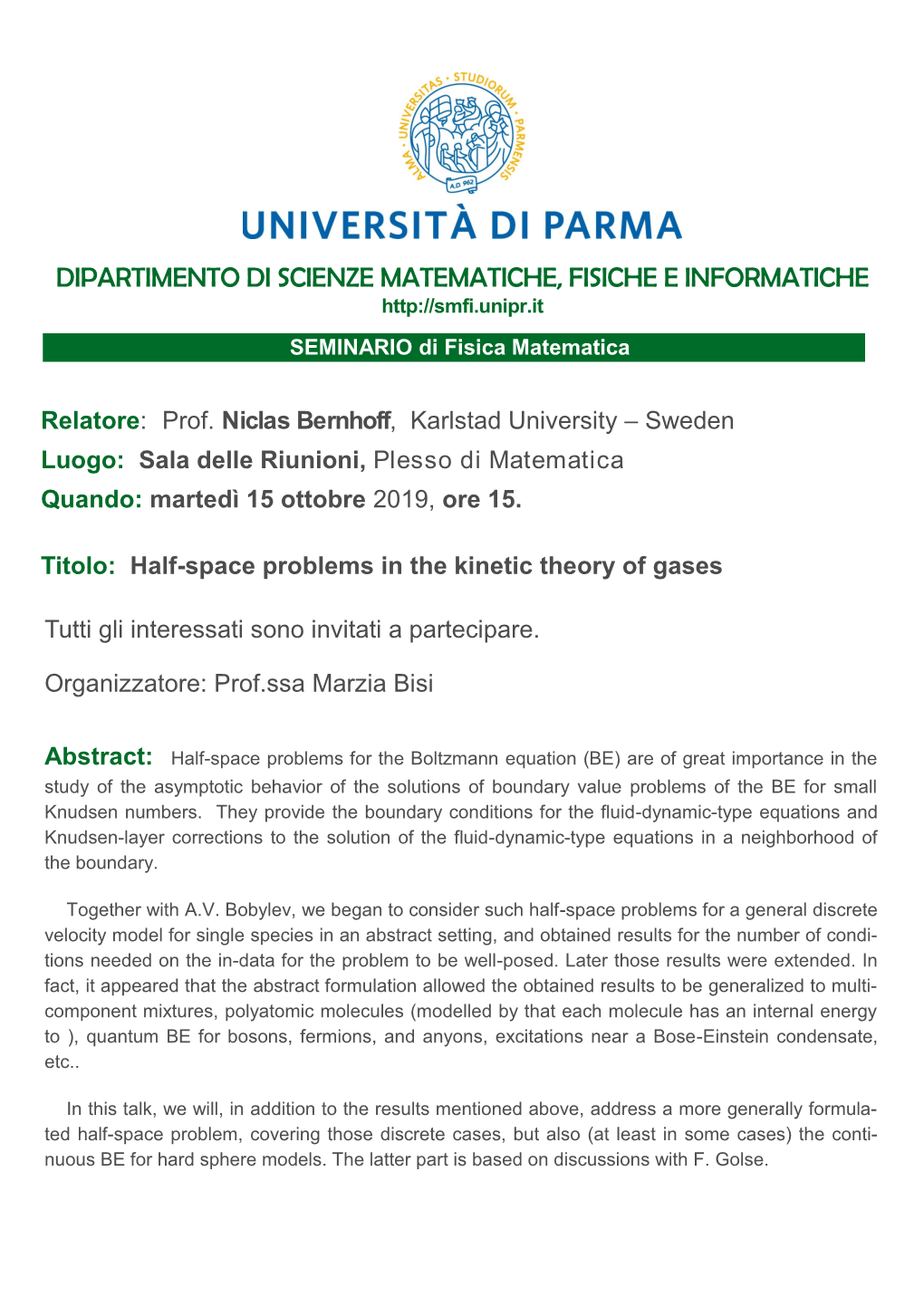 Dipartimento Di Scienze Matematiche, Fisiche E Informatiche