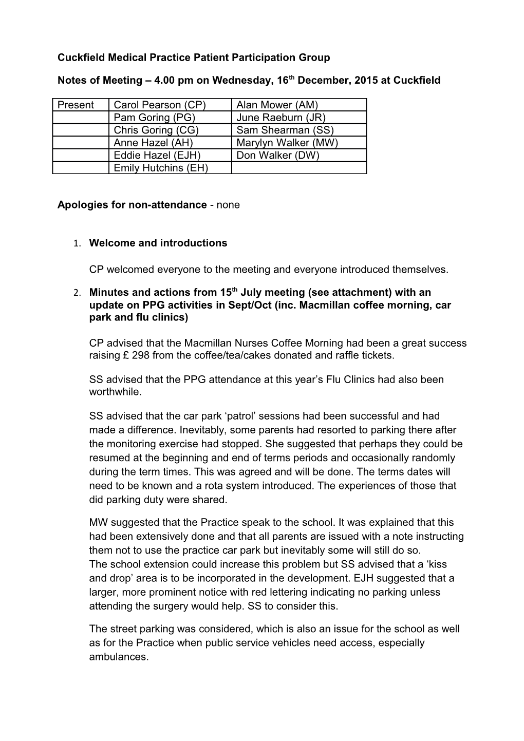 Cuckfield Medical Practice Patient Participation Group