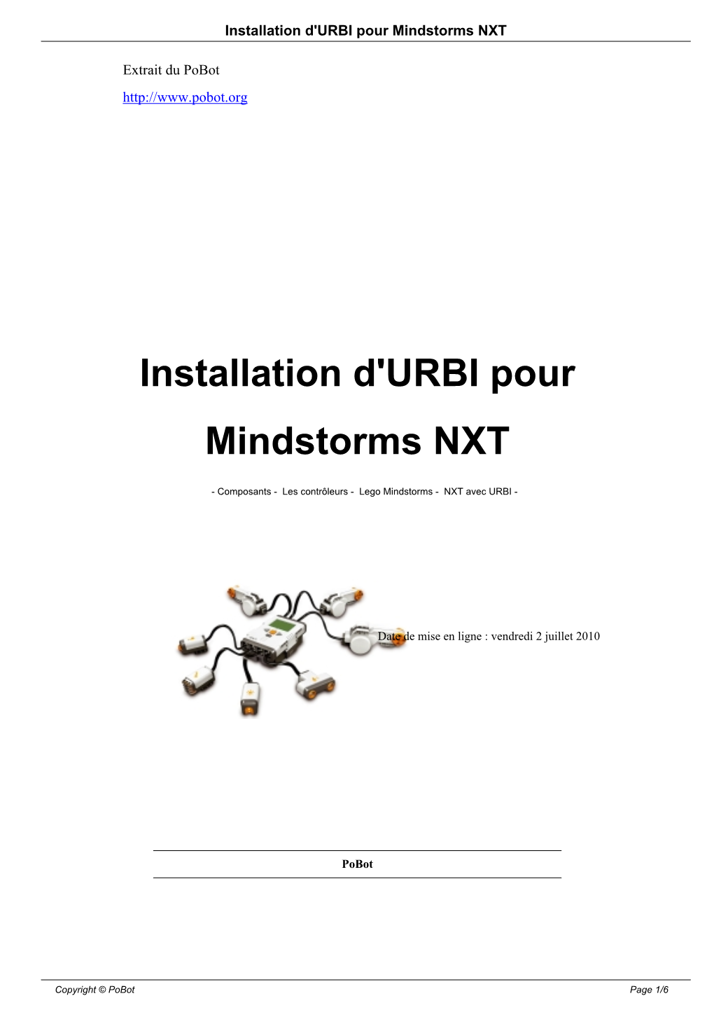 Installation D'urbi Pour Mindstorms NXT