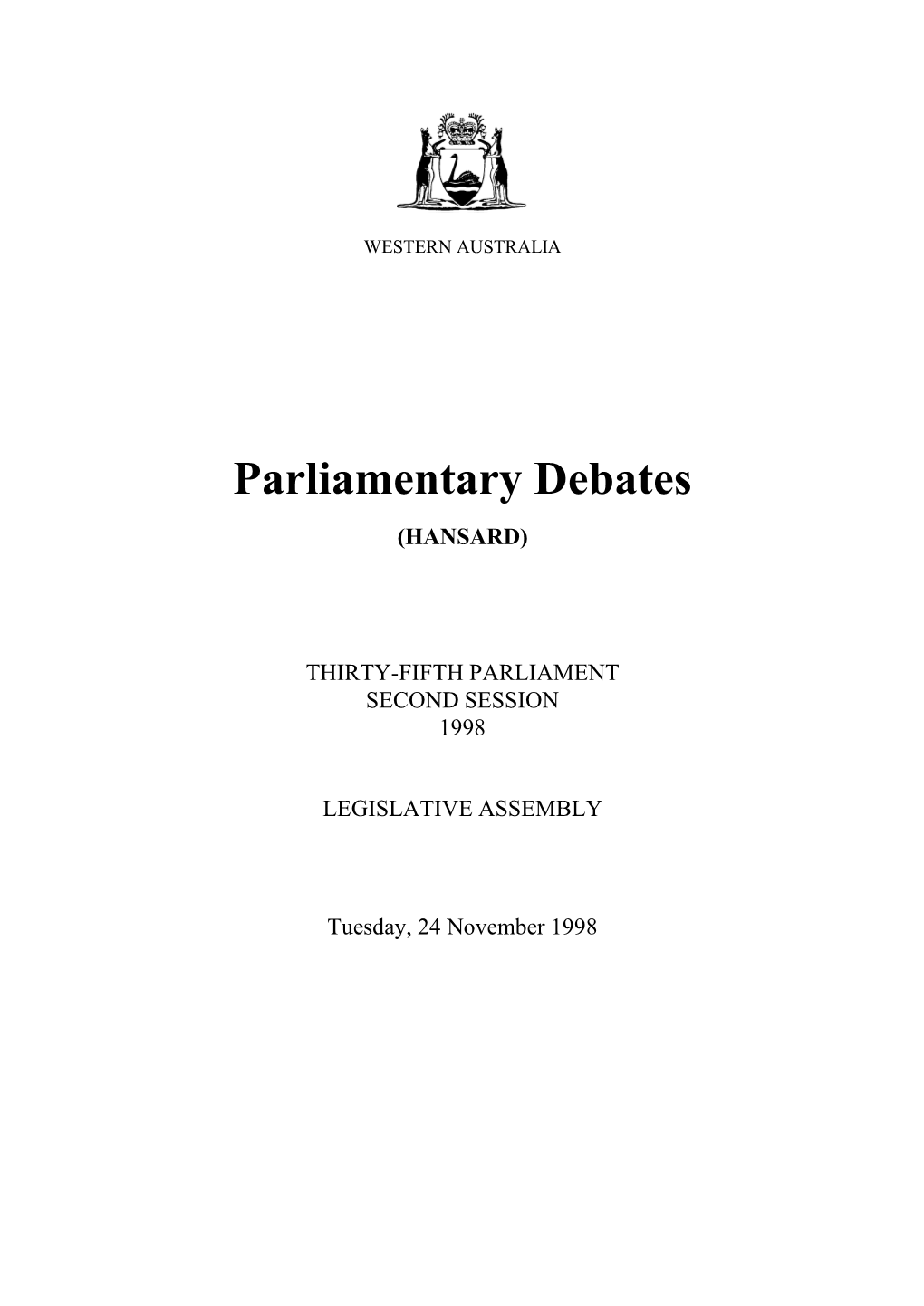 Assembly Tuesday, 24 November 1998