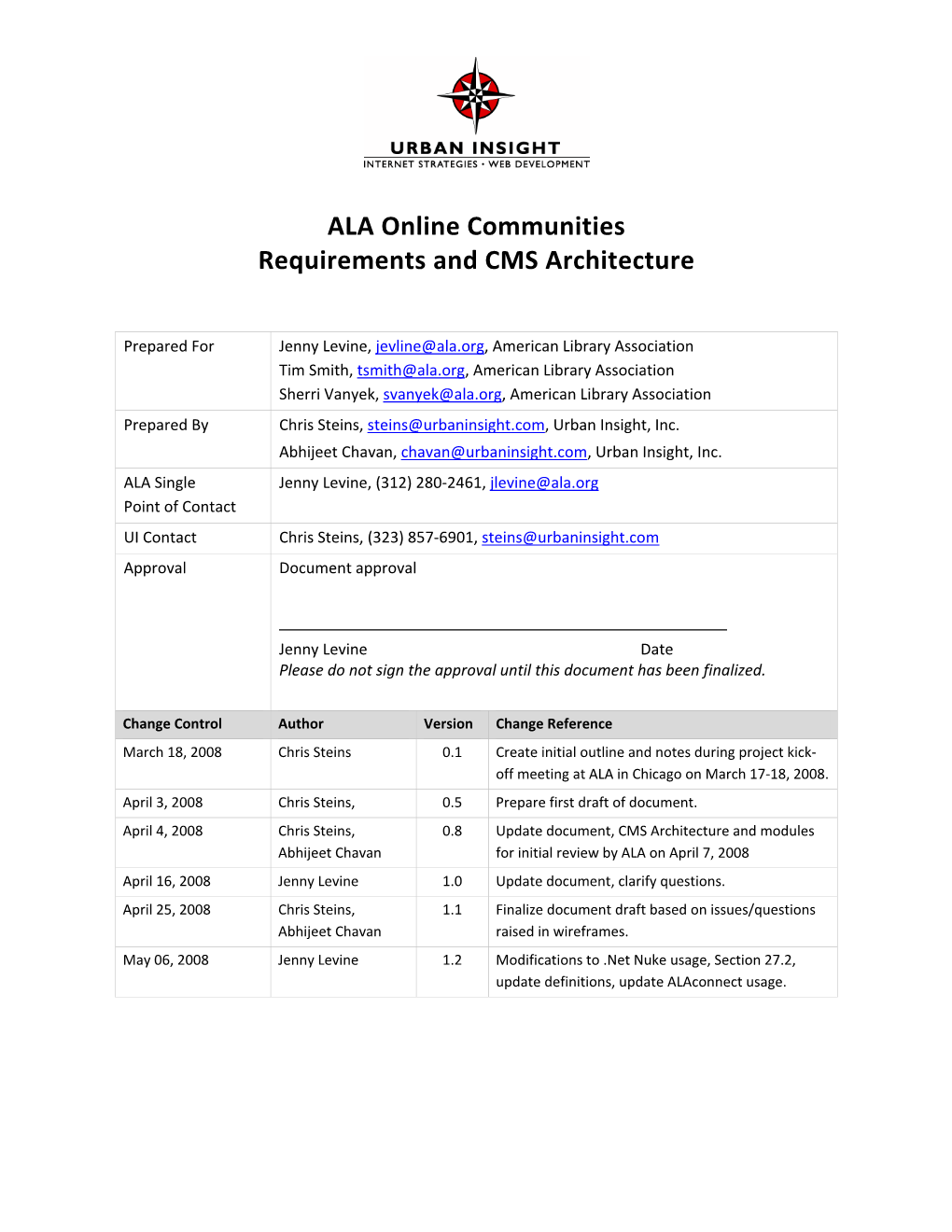 ALA Online Communities Requirements and CMS Architecture