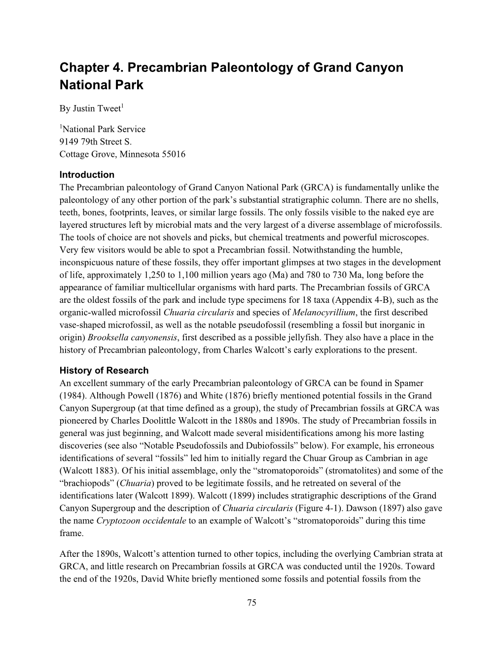 Chapter 4. Precambrian Paleontology of Grand Canyon National Park