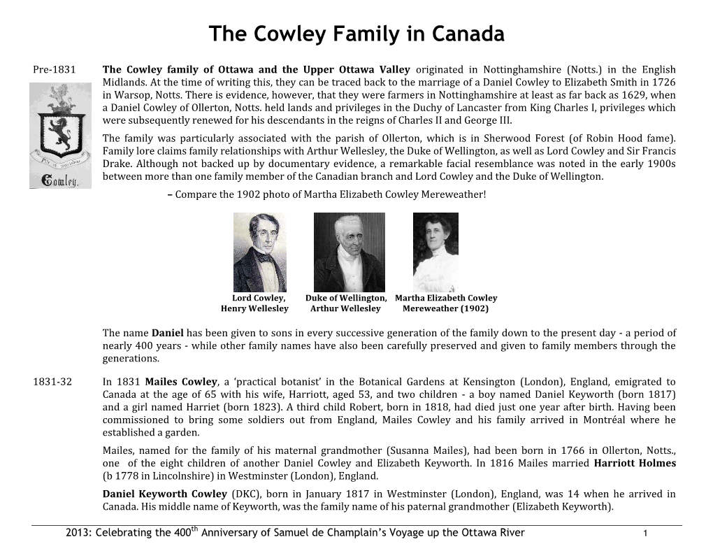 The Cowley Family in Canada