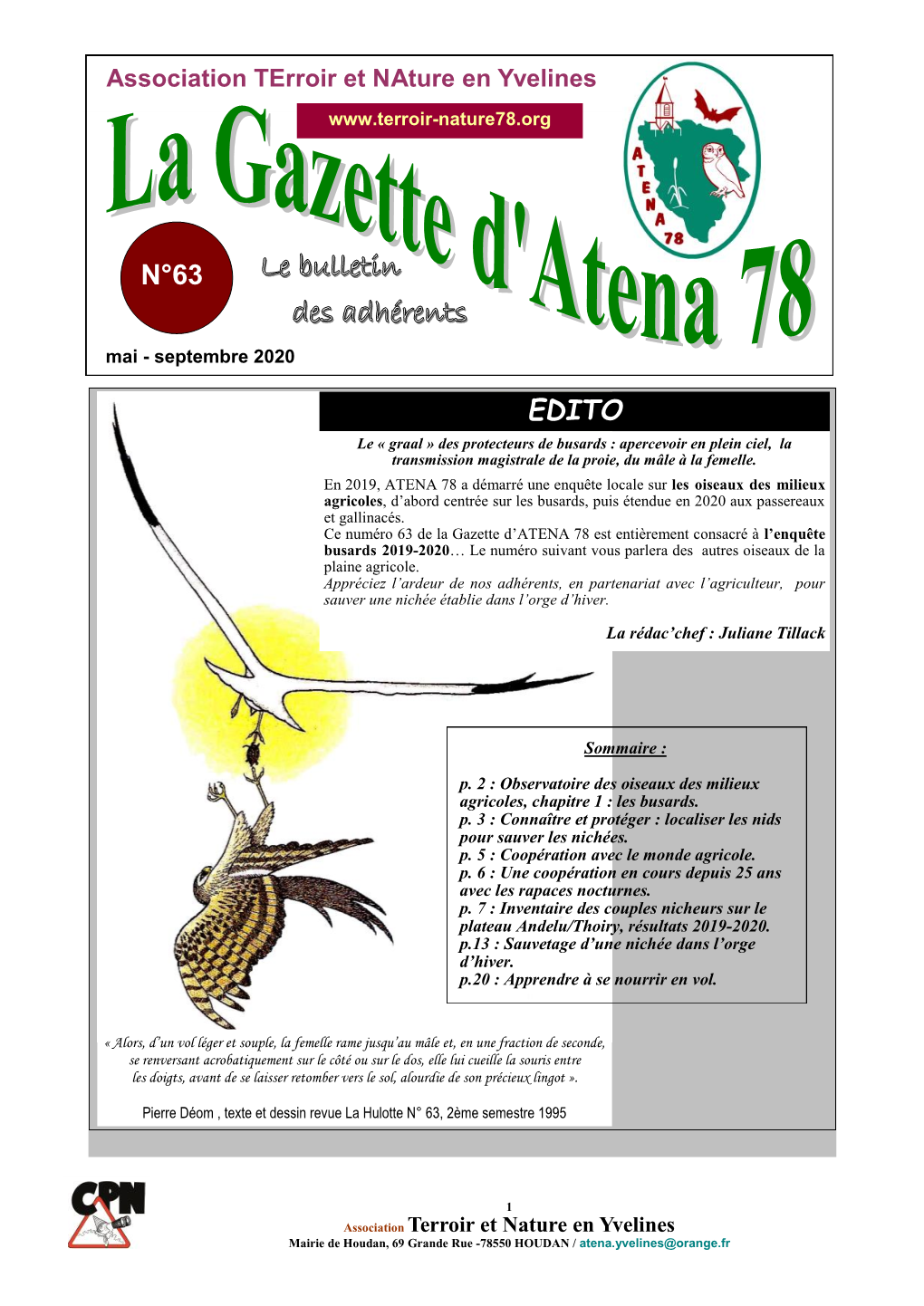 Mai/Septembre 2020 La Gazette D'atena78 N°63