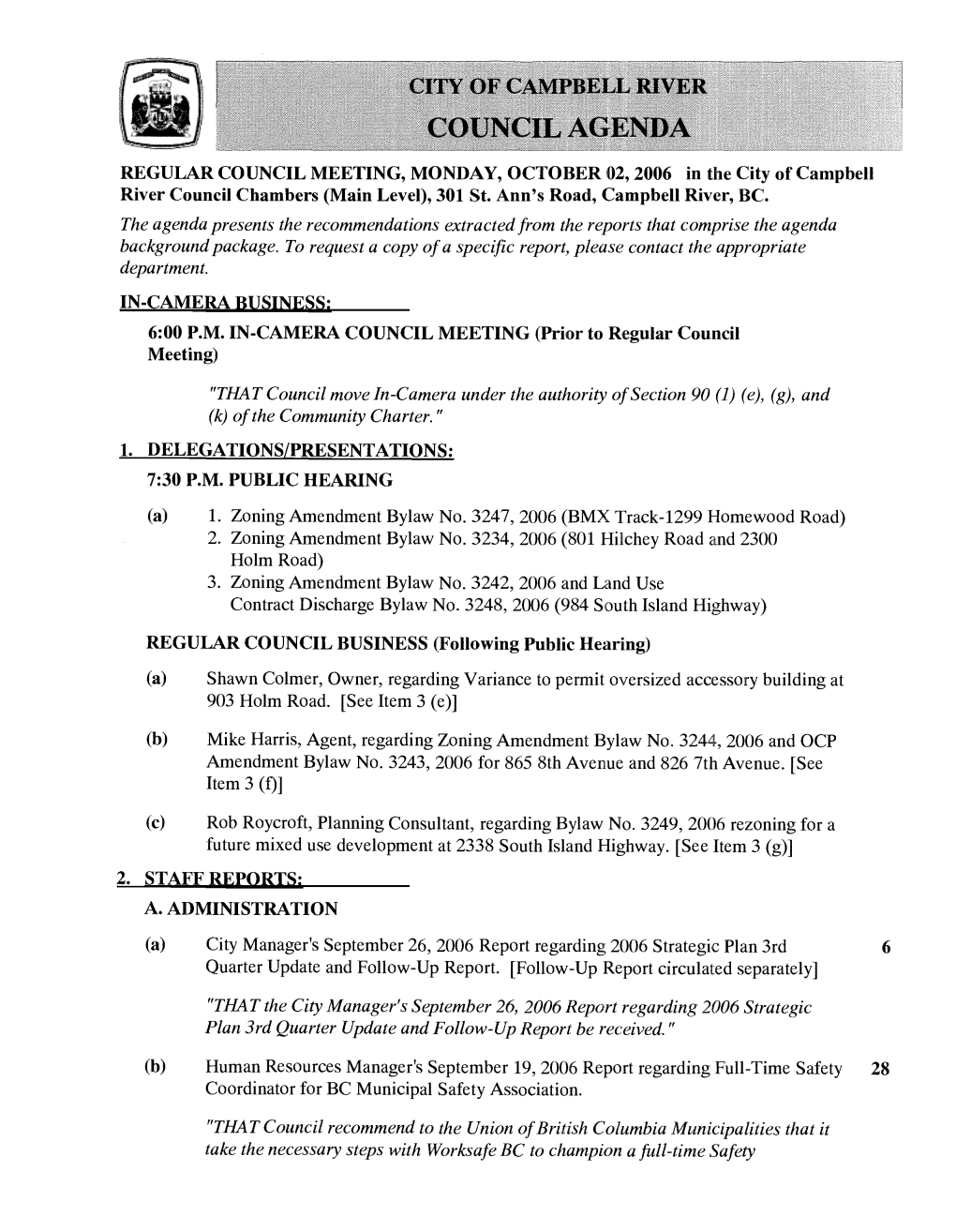 City of Campbell River Council Agenda