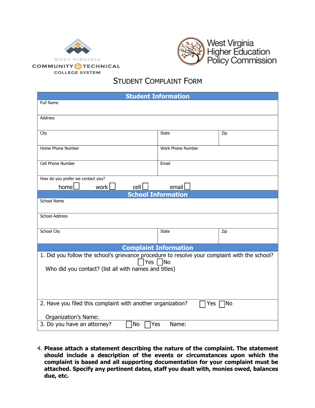 Student Complaint Form