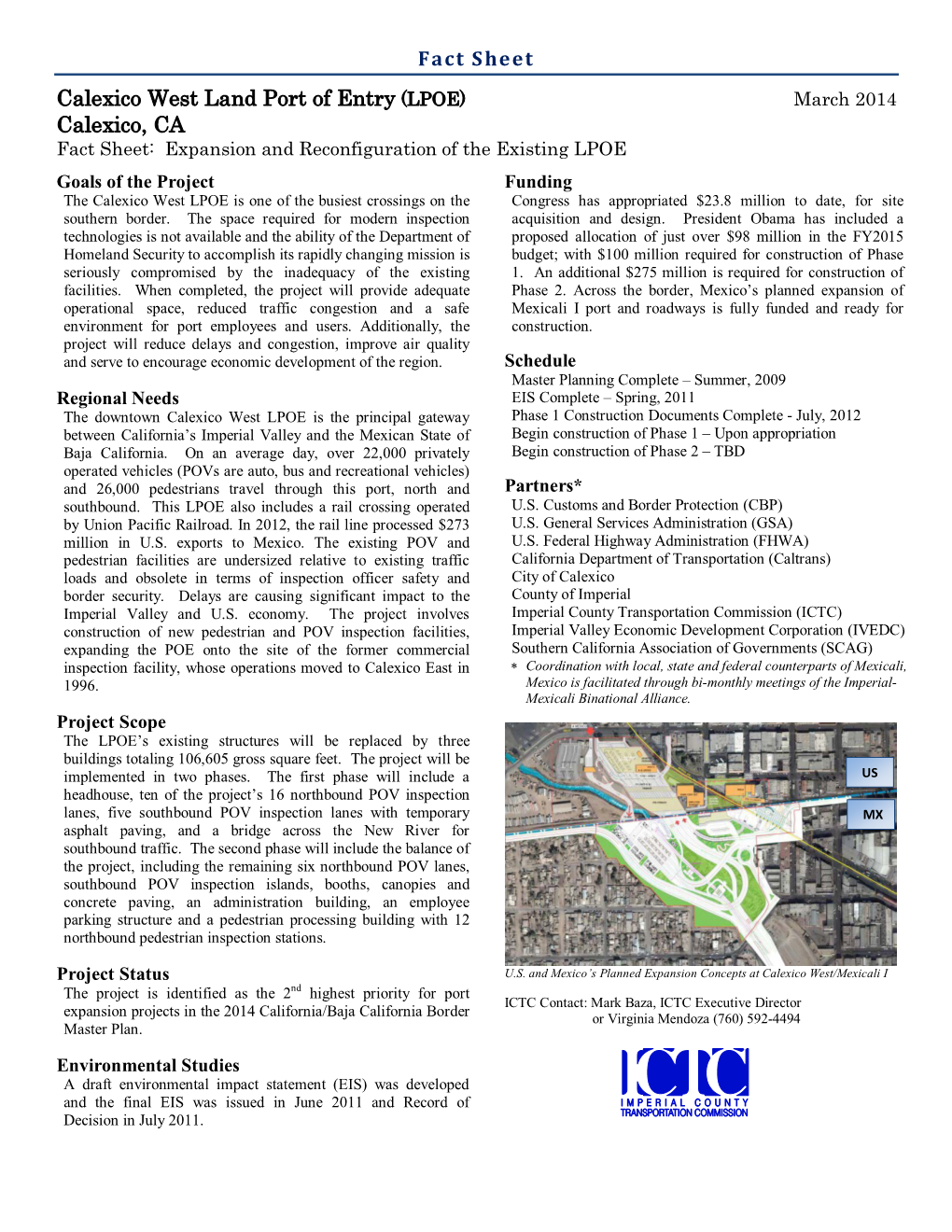 Fact Sheet Calexico West Land Port of Entry (LPOE)