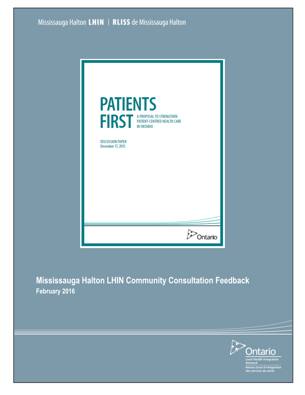 Mississauga Halton LHIN Community Consultation Feedback February 2016