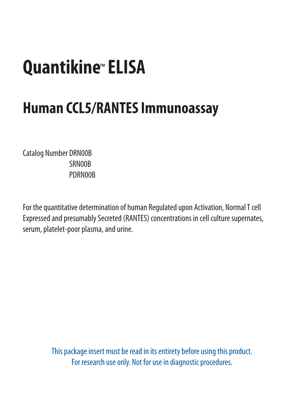 Human CCL5/RANTES Quantikine ELISA