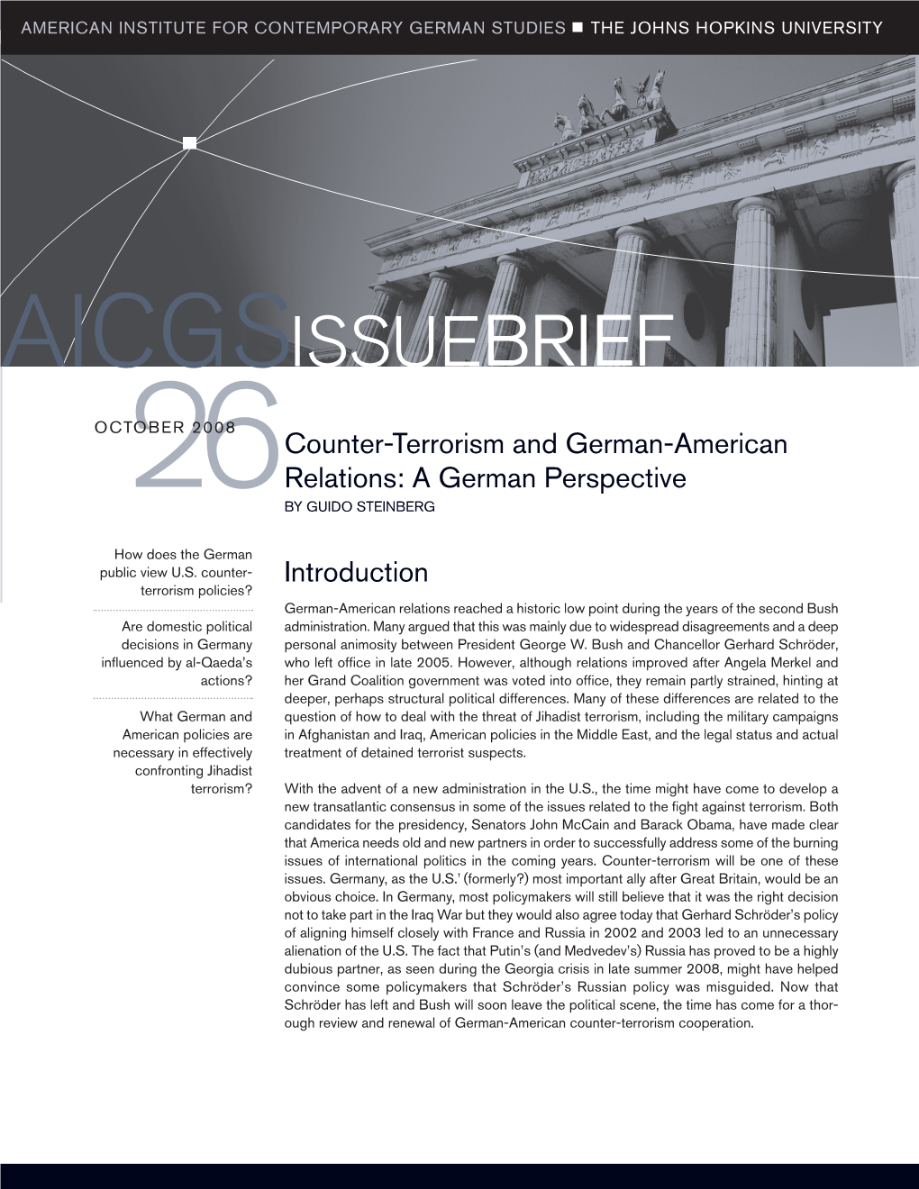 Counter-Terrorism and German-American Relations: a German Perspective 26 by GUIDO STEINBERG