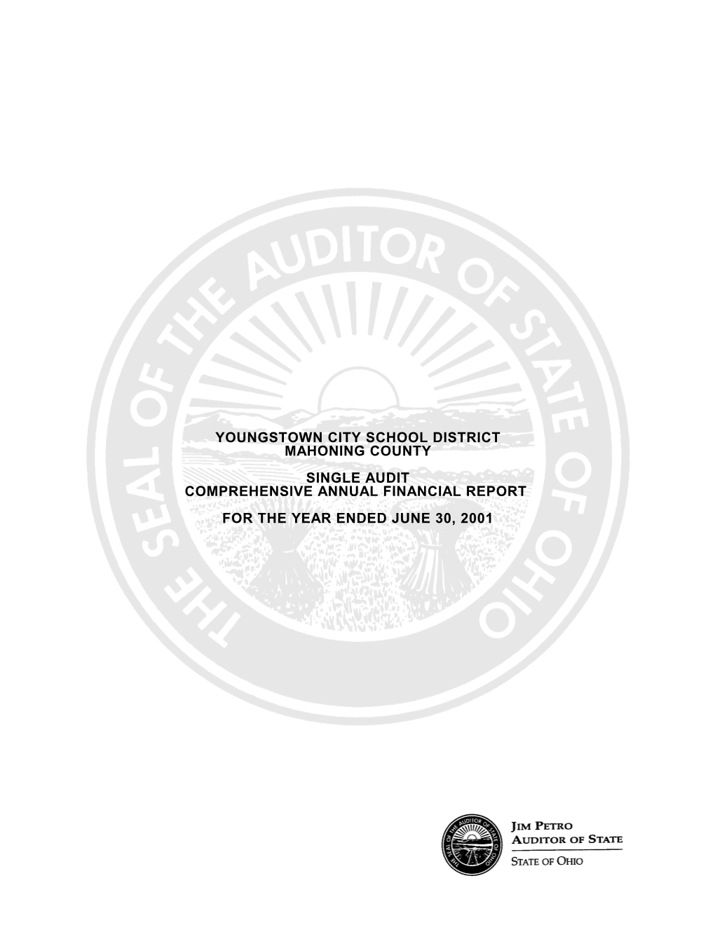 Youngstown City School District Mahoning County Single Audit Comprehensive Annual Financial Report for the Year Ended June 30, 2001