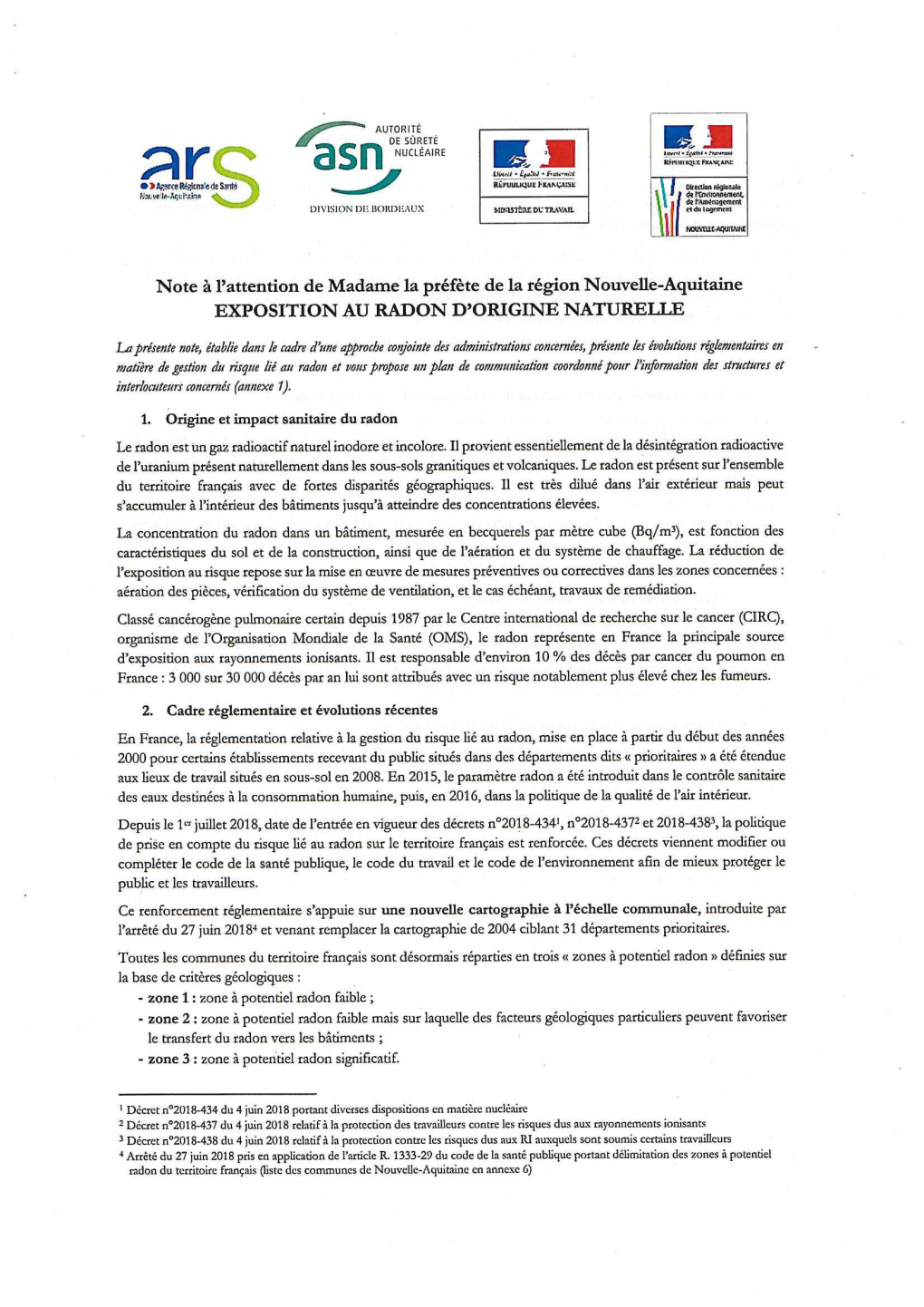 Préfecture De Nouvelle Aquitaine (20/05/2020) : Exposition Au Radon D'origine Naturelle PDF, 5.15 Mo