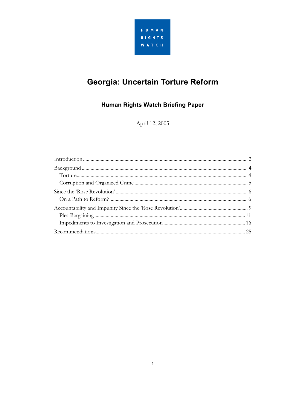 Georgia: Uncertain Torture Reform