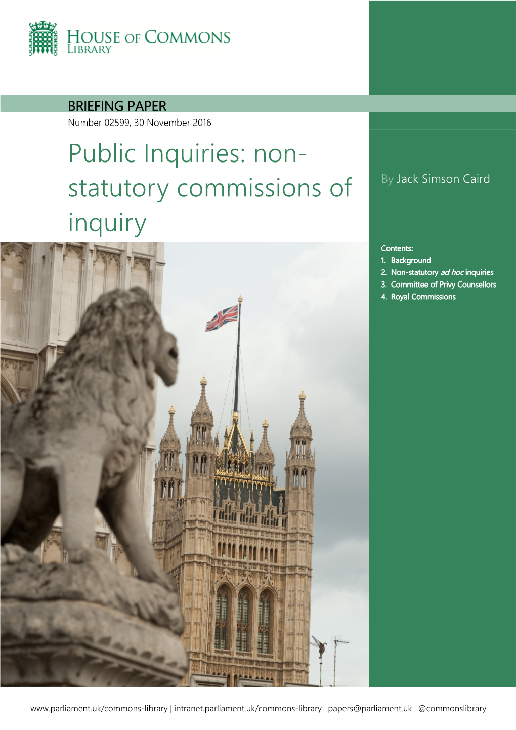 Public Inquiries: Non-Statutory Commissions of Inquiry