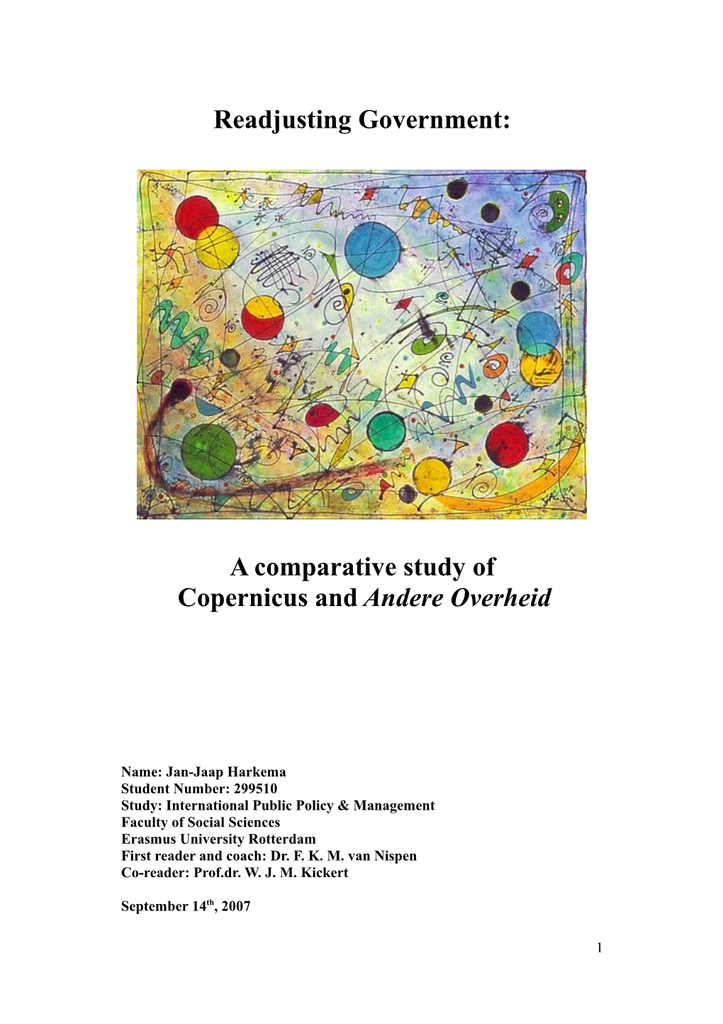Readjusting Government: a Comparative Study of Copernicus
