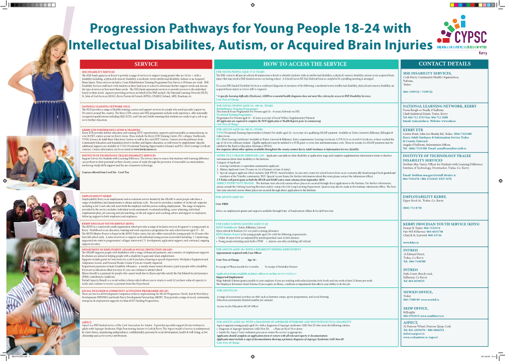 Progression Pathways for Young People 18-24 with Intellectual Disabilites, Autism, Or Acquired Brain Injuries