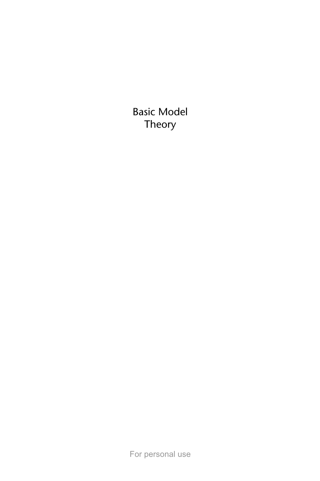 Basic Model Theory / Kees Doets P