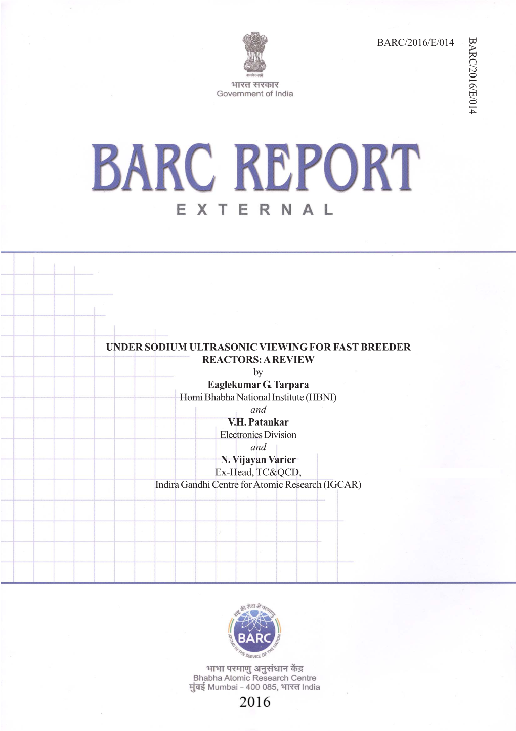 UNDER SODIUM ULTRASONIC VIEWING for FAST BREEDER REACTORS: a REVIEW by Eaglekumar G