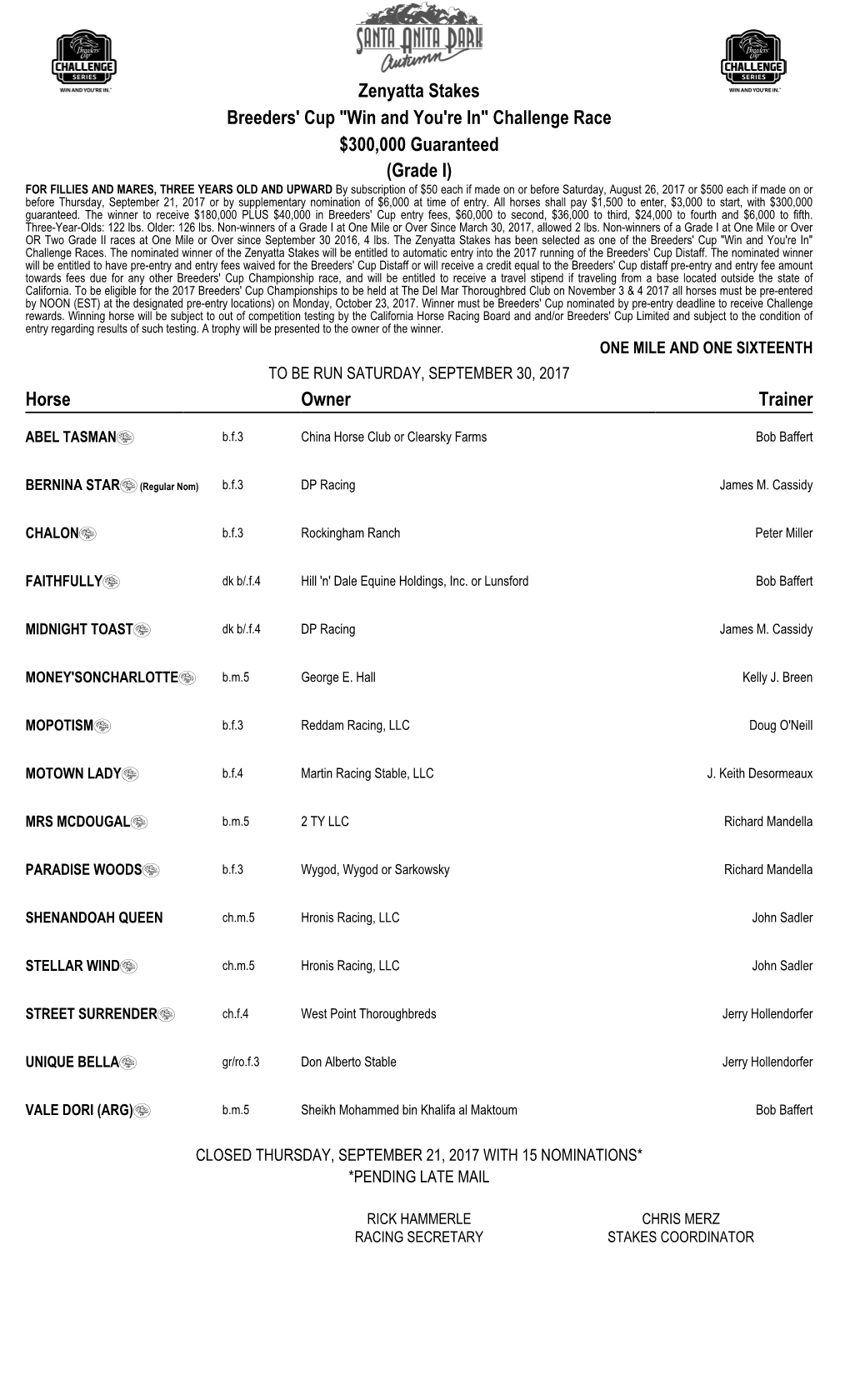 Zenyatta Stakes Breeders'