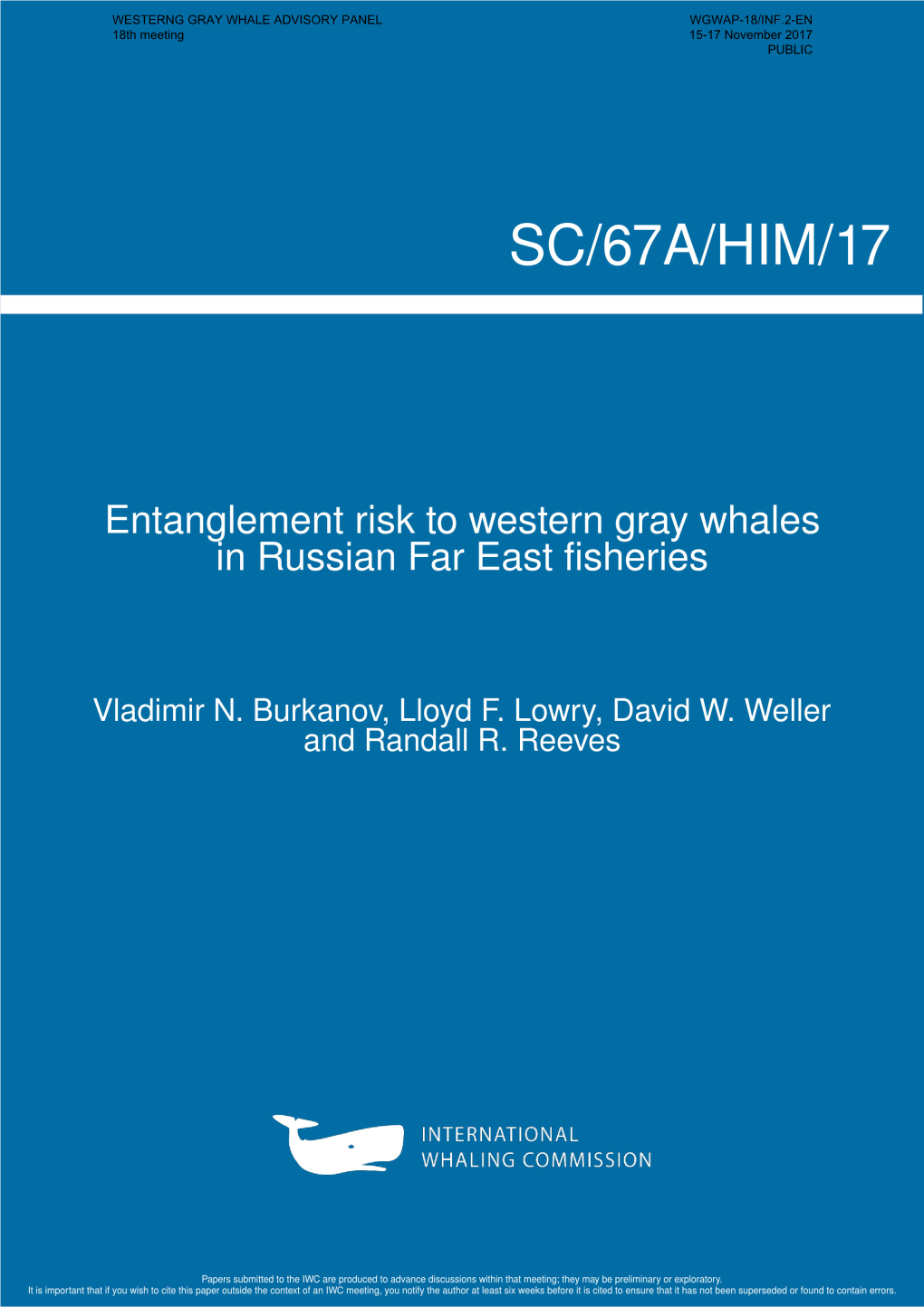 WESTERNG GRAY WHALE ADVISORY PANEL 18Th Meeting