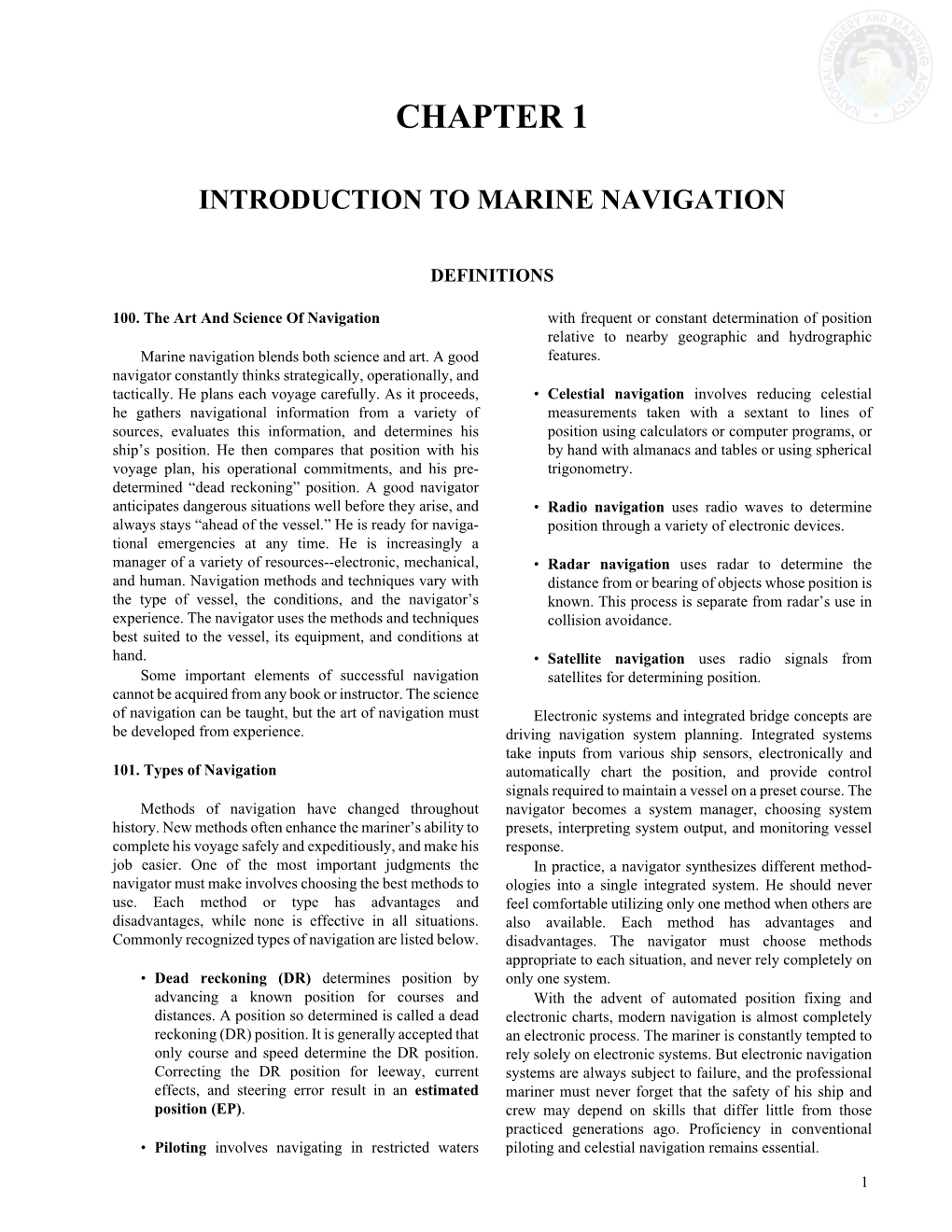 Chapter 1- Introduction to Marine Navigation