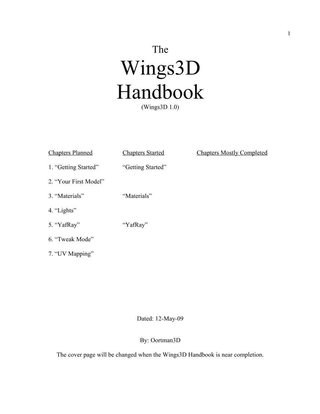 Wings3d Handbook (Wings3d 1.0)