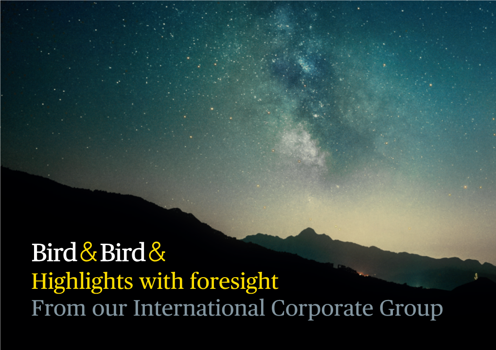 Highlights with Foresight from Our International Corporate Group